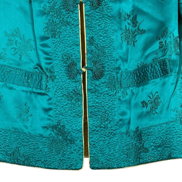 Solz Squirrel Vtg Chinese Reversible Satin Jacket Medium Frog Closure Embroidery - Picture 9 of 10